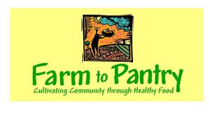 Farm to Pantry logo with a colorful illustration of a person on a farm and green text.